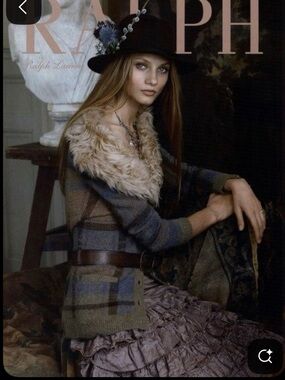 Ralph Lauren vintage fur plaid cardigan size small